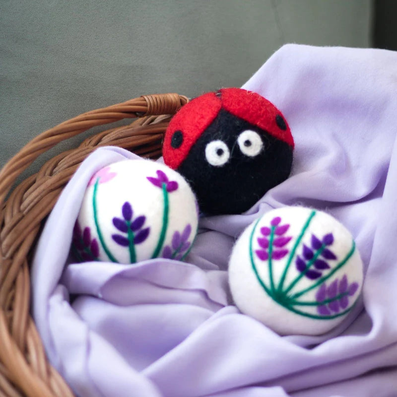 Lavender Fields Ladybug Eco Dryer Balls - Set of 3