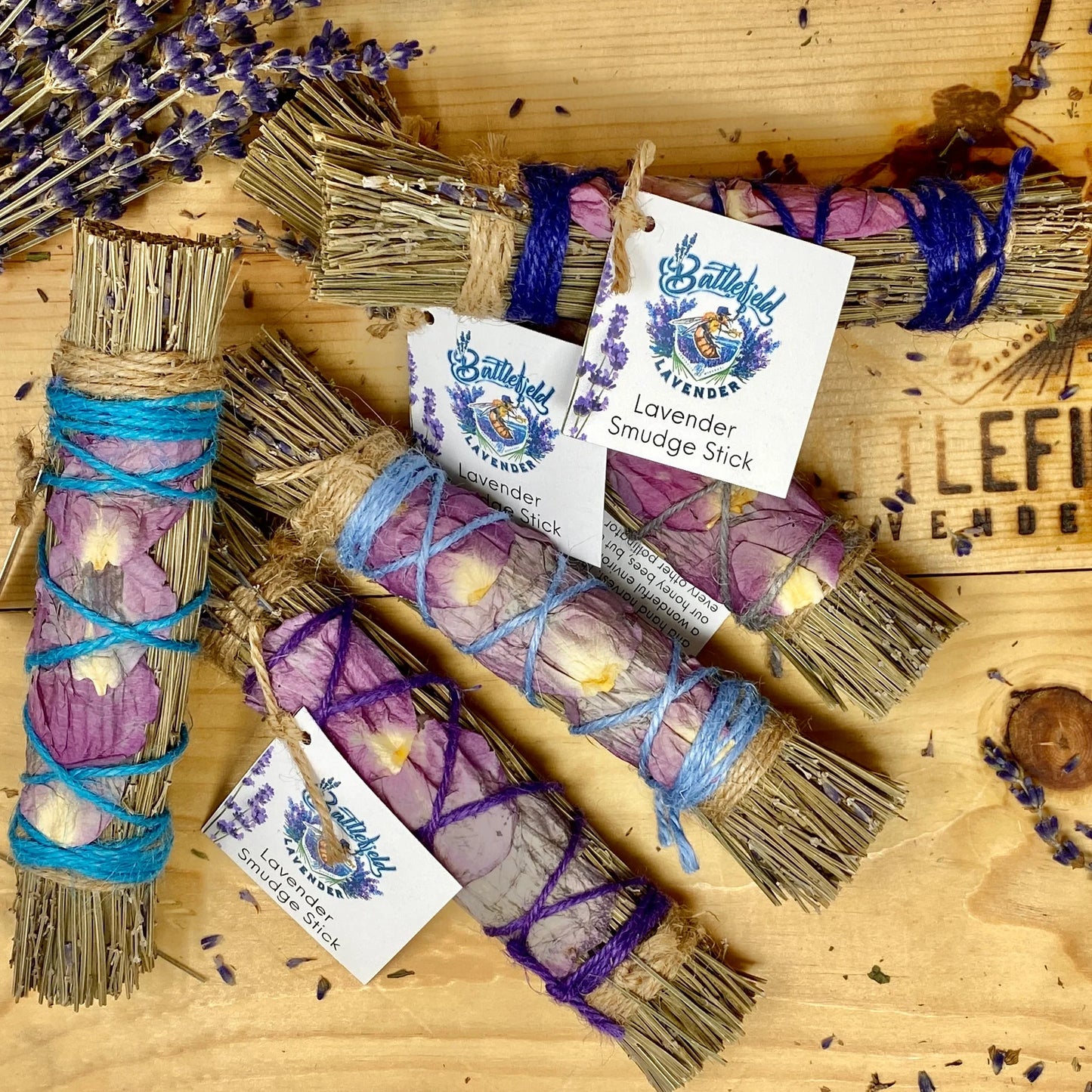 Lavender Smoke Cleansing Stick with Purple Rose Petals